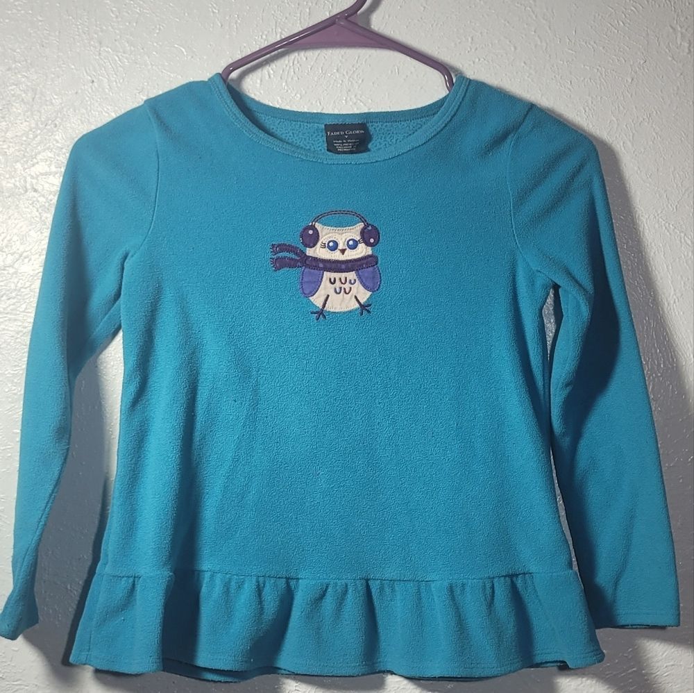 Faded Glory Size 7 Cute Owl Long Sleeve Shirt